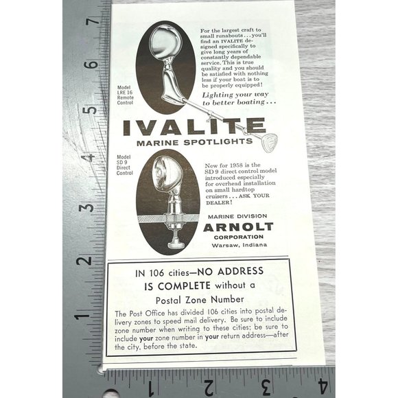 1958 Vintage Print Ad Ivalite Marine Spotlights Arnault Corp - Picture 4 of 6